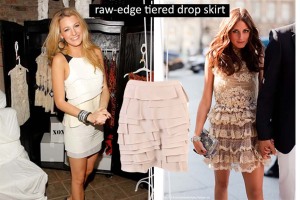 raw-edge tiered drop skirt